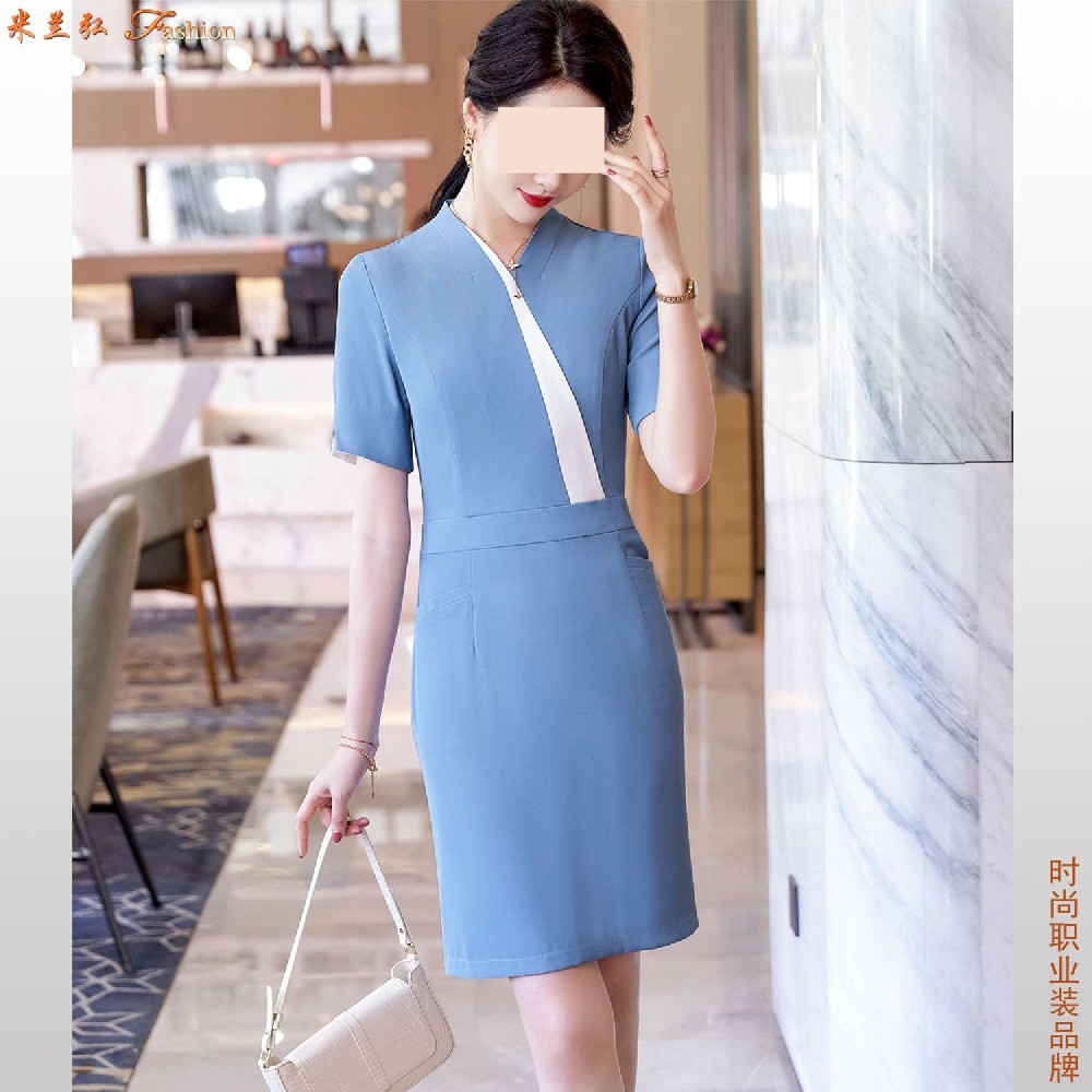 天津静海区前台夏季空姐服定制,静海区客服短袖空姐服款式