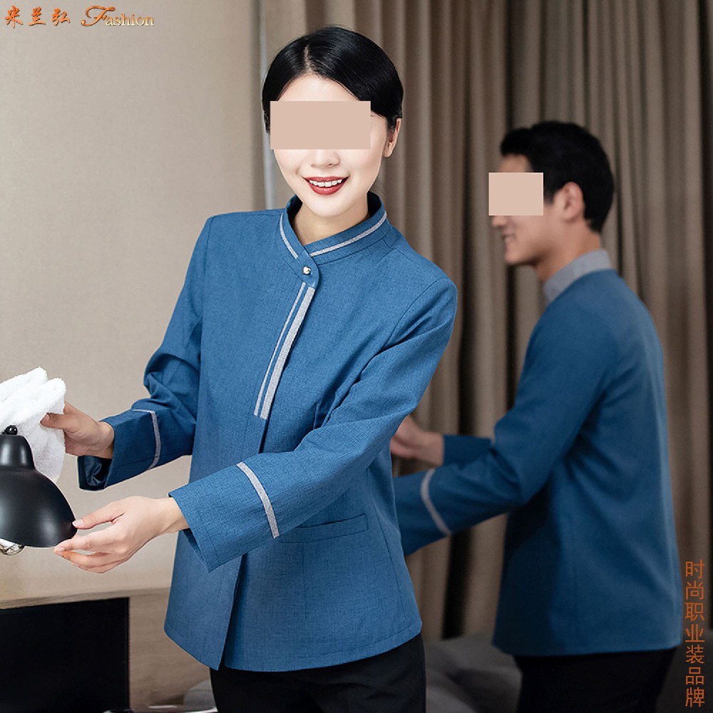 【清凉舒适】高级酒店客房夏季工作服价格,宾馆客房服务员短袖工作服批发价多少钱一套