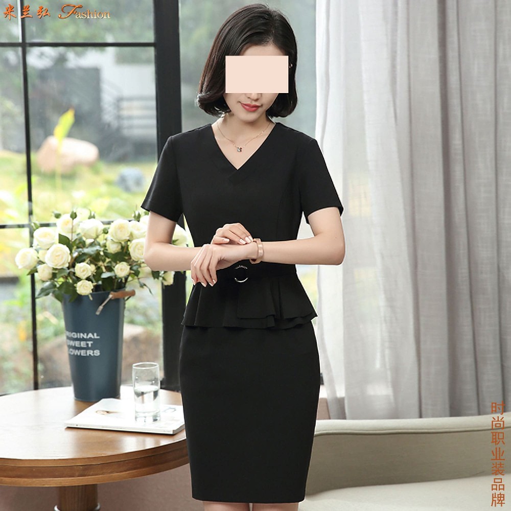 山东夏季职业装现货批发!短袖工服连衣裙_纯棉透气_低价直供